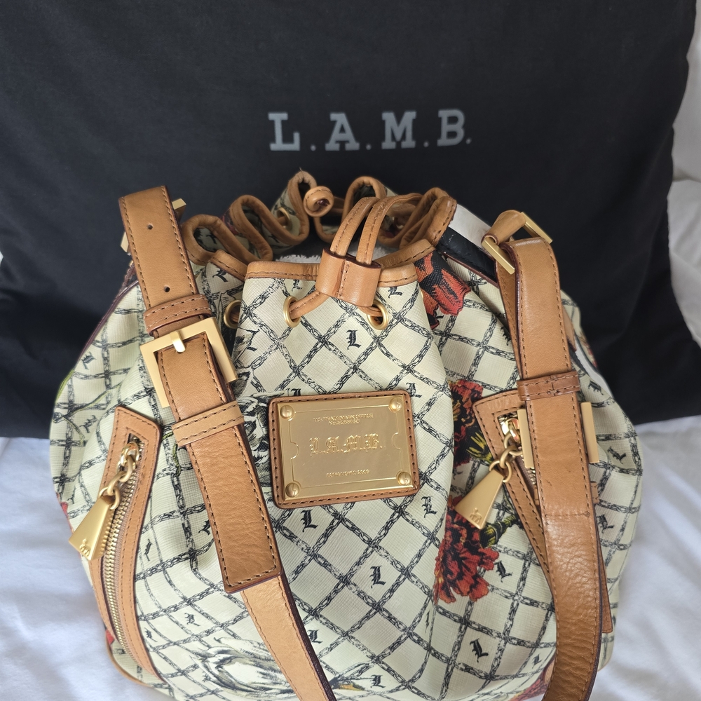 L.A.M.B. Marigold 'Broadgate' Leather Bucket Bag W/ Original Dust Bag